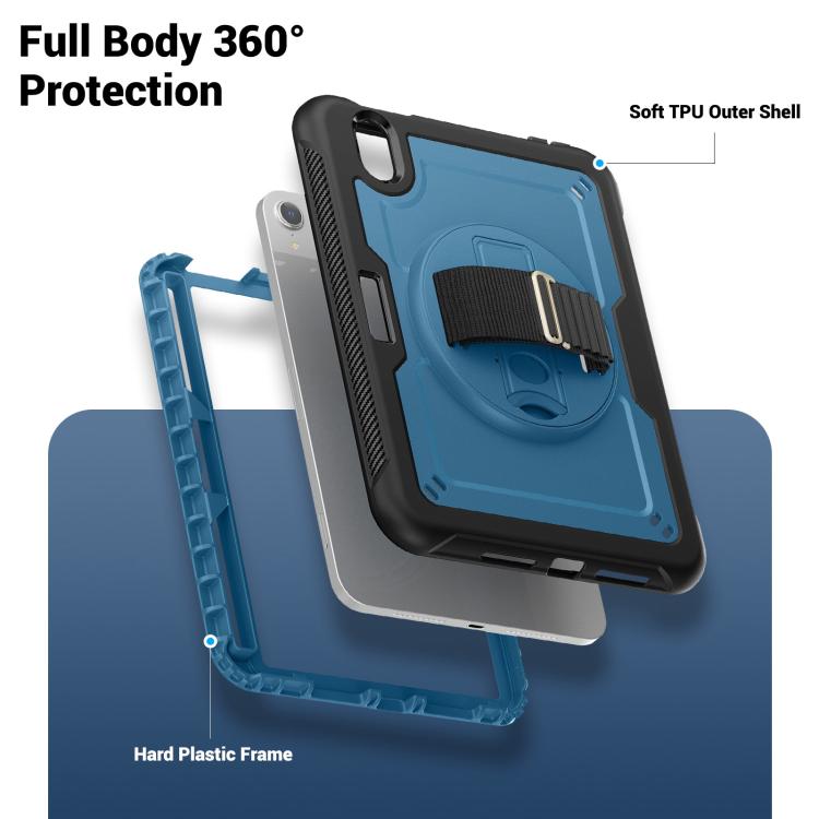 For iPad mini 2024 / mini 6 Honeycomb Hand Grip Turntable Stand Tablet Case(Navy Blue) - iPad mini 2024 Cases by buy2fix | Online Shopping UK | buy2fix