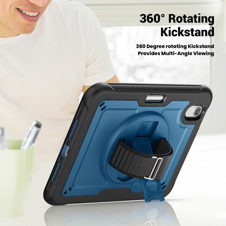 For iPad mini 2024 / mini 6 Honeycomb Hand Grip Turntable Stand Tablet Case(Navy Blue) - iPad mini 2024 Cases by buy2fix | Online Shopping UK | buy2fix
