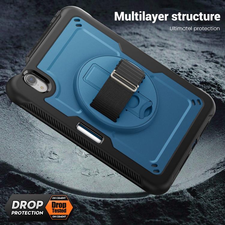 For iPad mini 2024 / mini 6 Honeycomb Hand Grip Turntable Stand Tablet Case(Navy Blue) - iPad mini 2024 Cases by buy2fix | Online Shopping UK | buy2fix