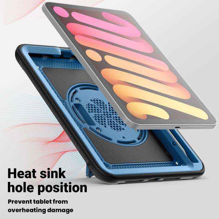 For iPad mini 2024 / mini 6 Honeycomb Hand Grip Turntable Stand Tablet Case(Navy Blue) - iPad mini 2024 Cases by buy2fix | Online Shopping UK | buy2fix