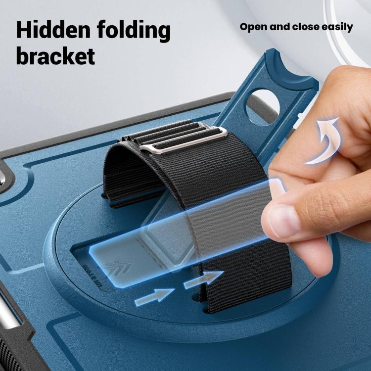 For iPad mini 2024 / mini 6 Honeycomb Hand Grip Turntable Stand Tablet Case(Navy Blue) - iPad mini 2024 Cases by buy2fix | Online Shopping UK | buy2fix