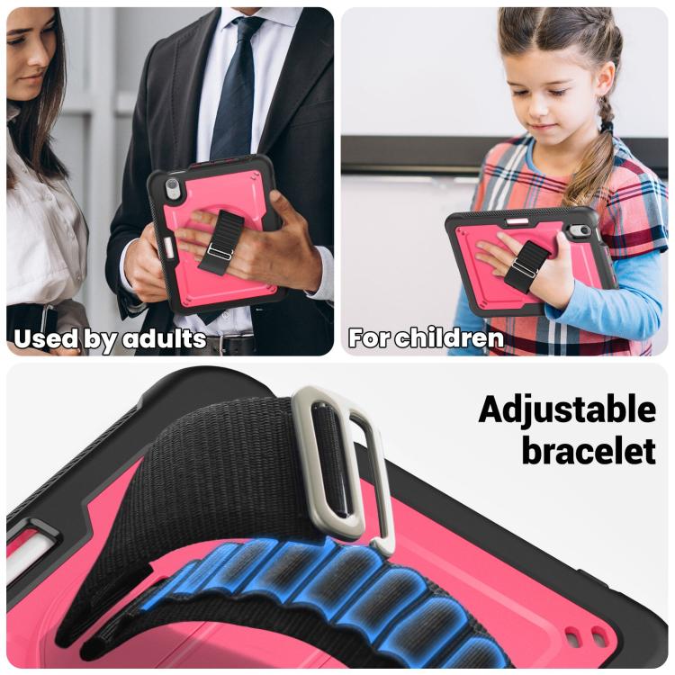 For iPad mini 2024 / mini 6 Honeycomb Hand Grip Turntable Stand Tablet Case(Rose Red) - iPad mini 2024 Cases by buy2fix | Online Shopping UK | buy2fix
