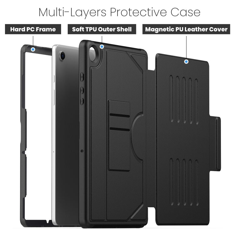 For Samsung Galaxy Tab A9+ Notebook Magnetic Leather Tablet Case(Black) - Galaxy Tab A9+ by buy2fix | Online Shopping UK | buy2fix