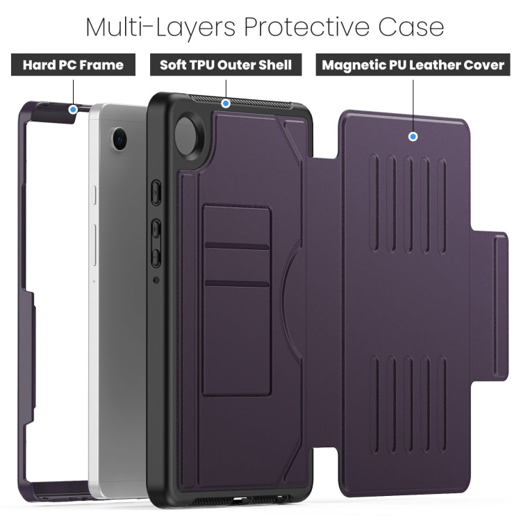 For Samsung Galaxy Tab A9 Notebook Magnetic Leather Tablet Case(Purple) - Galaxy Tab A9 by buy2fix | Online Shopping UK | buy2fix