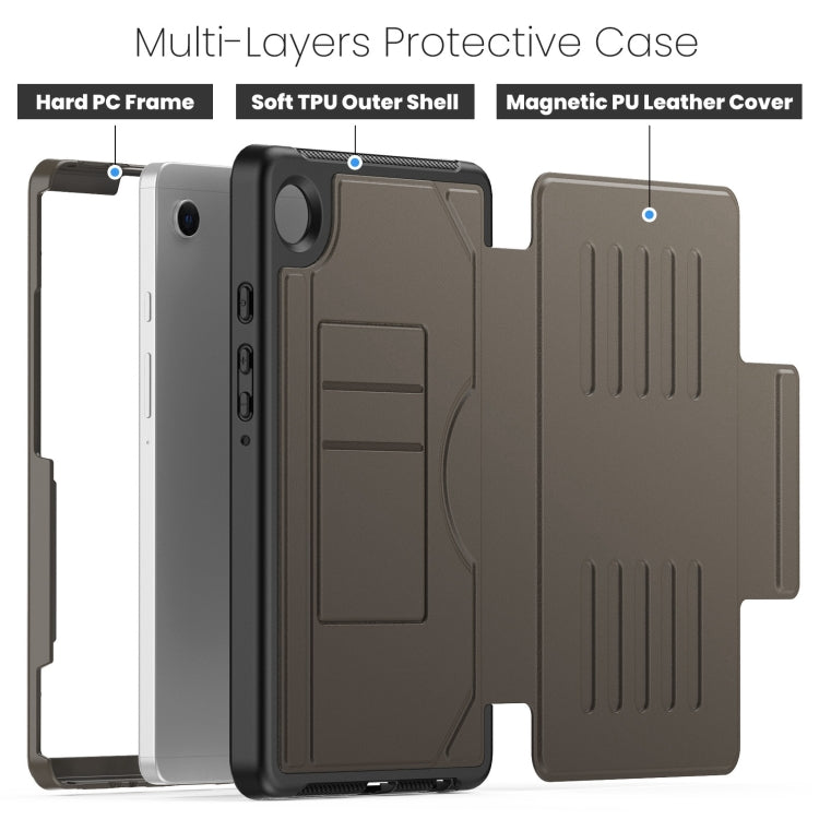 For Samsung Galaxy Tab A9 Notebook Magnetic Leather Tablet Case(Brown) - Galaxy Tab A9 by buy2fix | Online Shopping UK | buy2fix