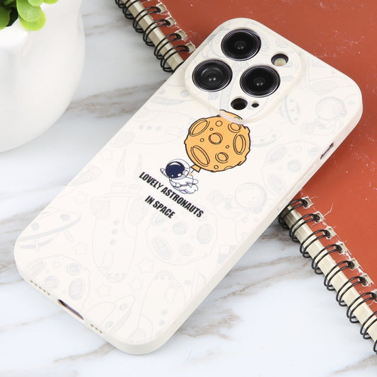 For iPhone 16 Plus Astronaut Pattern Silicone Straight Edge Phone Case(Lovely Astronaut-White) by buy2fix
