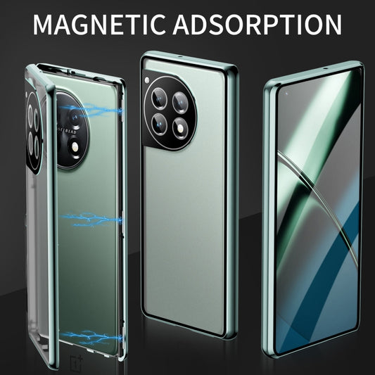 For OnePlus 12 Magnetic HD Tempered Glass Phone Case(Green) by buy2fix