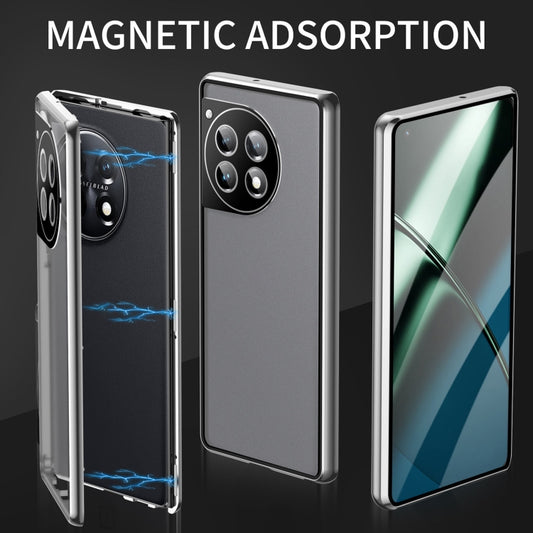 For OnePlus 12 Magnetic HD Tempered Glass Phone Case(Silver) by buy2fix