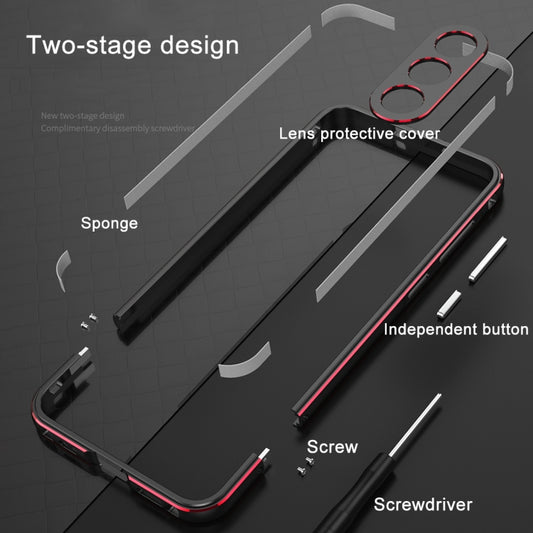 For Samsung Galaxy S23 FE 5G Aurora Series Lens Protector + Metal Frame Phone Case(Black Red) - Galaxy S23 FE 5G Cases by buy2fix | Online Shopping UK | buy2fix