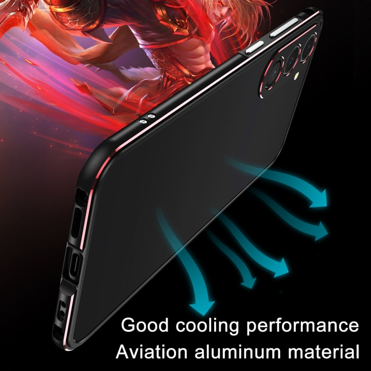 For Samsung Galaxy S23 FE 5G Aurora Series Lens Protector + Metal Frame Phone Case(Black Red) - Galaxy S23 FE 5G Cases by buy2fix | Online Shopping UK | buy2fix