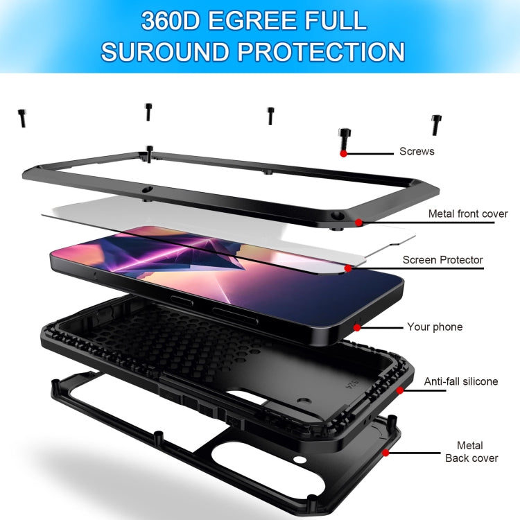 For Samsung Galaxy S24+ 5G Shockproof Life Waterproof Silicone + Zinc Alloy Phone Case(Black) - Galaxy S24+ 5G Cases by buy2fix | Online Shopping UK | buy2fix