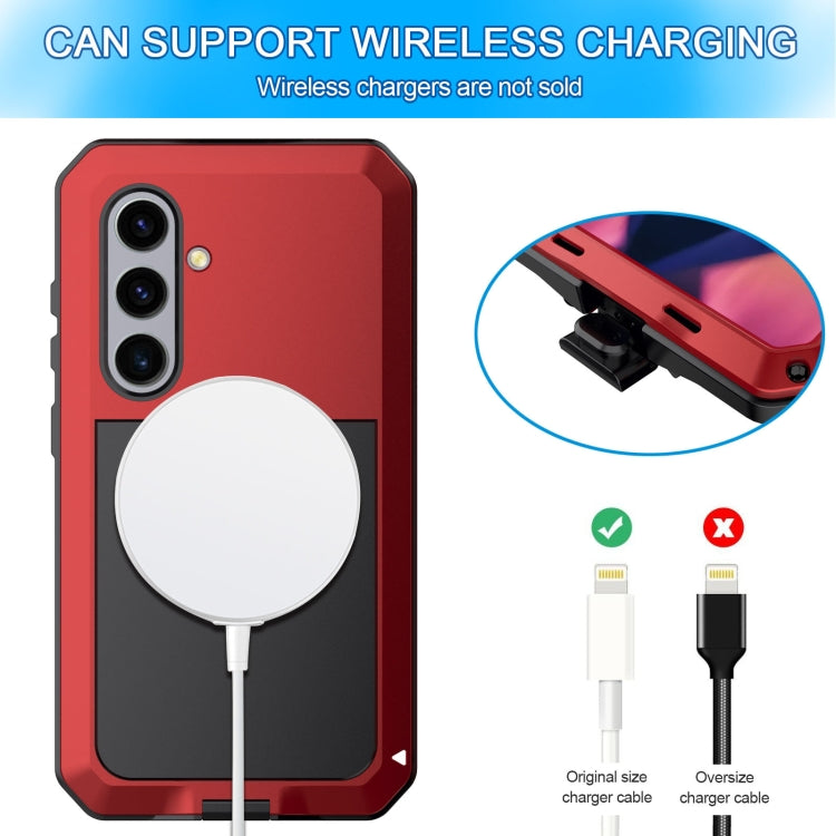 For Samsung Galaxy S24 5G Shockproof Life Waterproof Silicone + Zinc Alloy Phone Case(Red) - Galaxy S24 5G Cases by buy2fix | Online Shopping UK | buy2fix