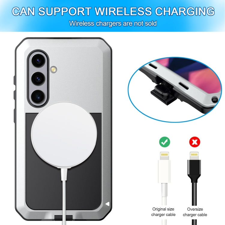 For Samsung Galaxy S24 5G Shockproof Life Waterproof Silicone + Zinc Alloy Phone Case(Silver) - Galaxy S24 5G Cases by buy2fix | Online Shopping UK | buy2fix
