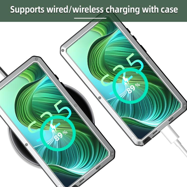 For Samsung Galaxy S25 Ultra 5G Shockproof Life Waterproof Silicone + Zinc Alloy Phone Case(Silver) - Galaxy S25 Ultra 5G Cases by buy2fix | Online Shopping UK | buy2fix