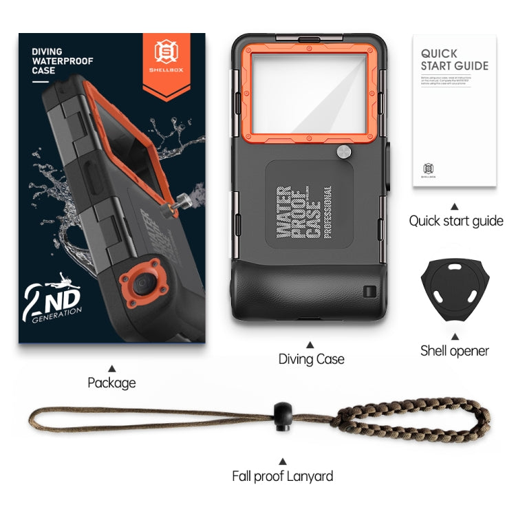 Diving Shell Gen2 Upgrade IP68 Waterproof Phone Case(Black Orange) - Waterproof Bag by buy2fix | Online Shopping UK | buy2fix
