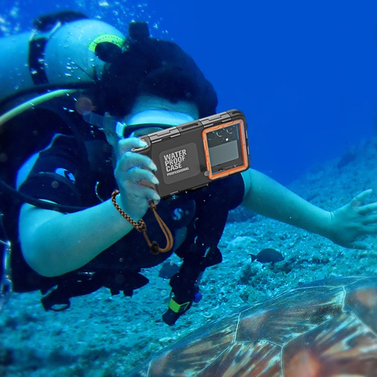Diving Shell Gen2 Upgrade IP68 Waterproof Phone Case(Black Orange) - Waterproof Bag by buy2fix | Online Shopping UK | buy2fix