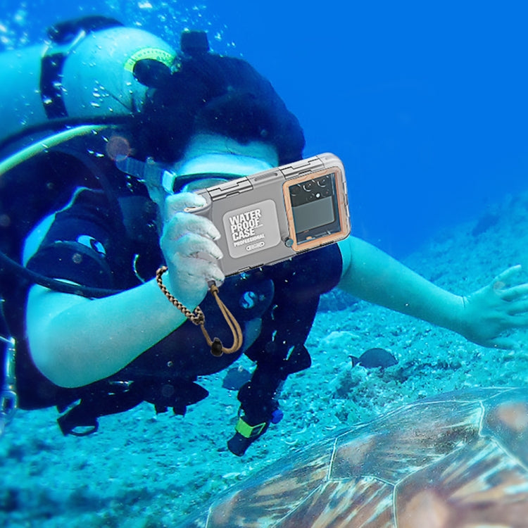 Diving Shell Gen2 Upgrade IP68 Waterproof Phone Case(Grey Orange) - Waterproof Bag by buy2fix | Online Shopping UK | buy2fix