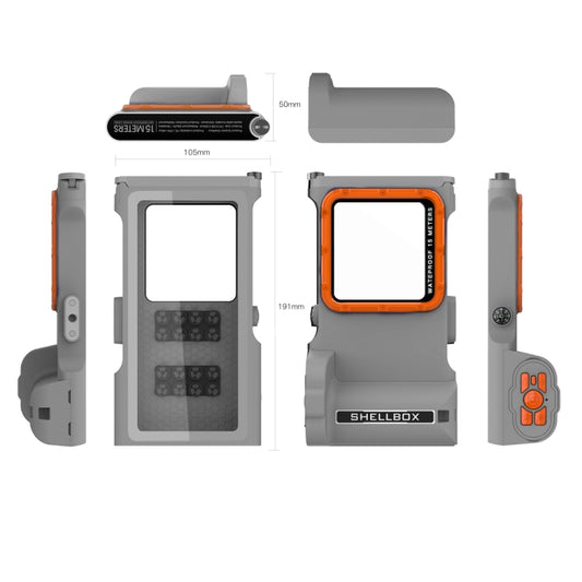 Diving Shell Gen3 Bluetooth Waterproof Phone Case(Grey Orange) - Waterproof Bag by buy2fix | Online Shopping UK | buy2fix