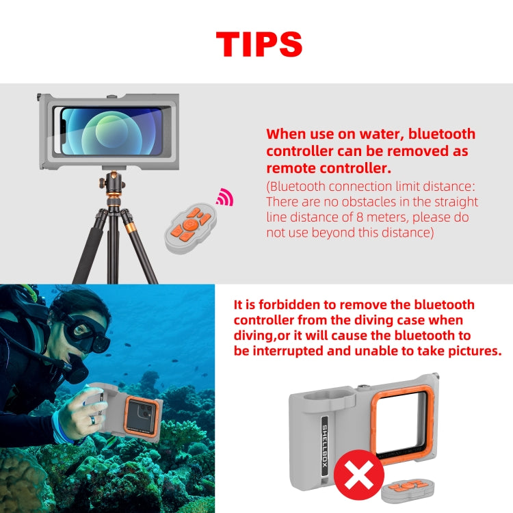 Diving Shell Gen3 Bluetooth Waterproof Phone Case(Grey Orange) - Waterproof Bag by buy2fix | Online Shopping UK | buy2fix