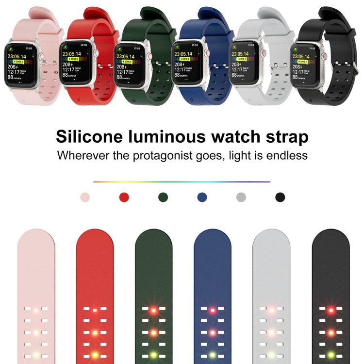 For Apple Watch Series 7 45mm Luminous Colorful Light Silicone Watch Band(Blue) - Watch Bands by buy2fix | Online Shopping UK | buy2fix