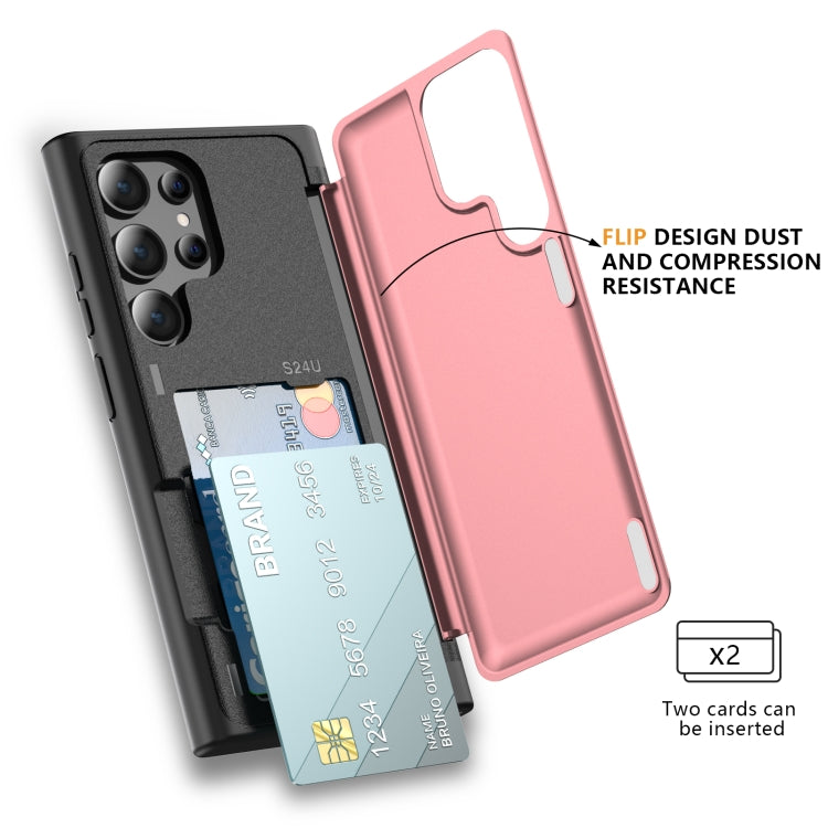 For Samsung Galaxy S23 Ultra 5G 3 in 1 Flip Holder Phone Case(Pink) by buy2fix