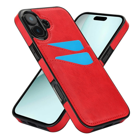 For iPhone 16 Plus Litchi Leather Skin Card Slots Phone Case(Red) by buy2fix