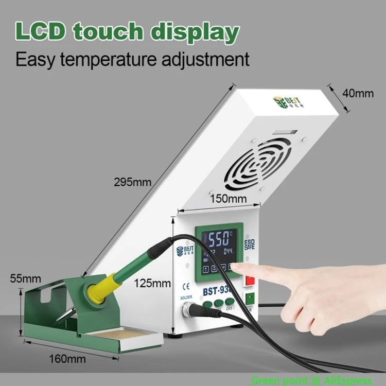 BEST BST-938 LED Electric Iron Smoking Instrument Smoke Purifier Soldering Station with Exhaust Fan, EU Plug by BEST