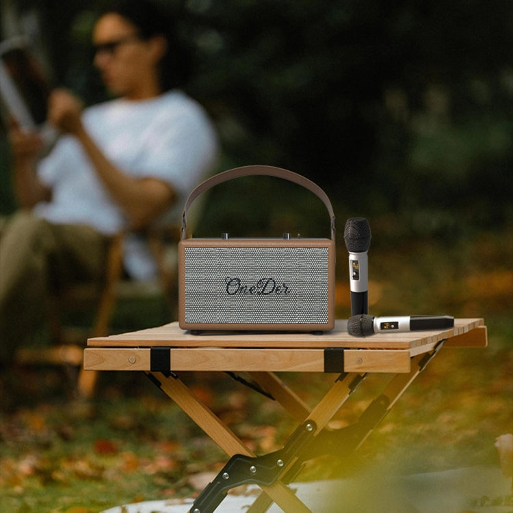 Oneder D7 Bluetooth Speaker Outdoor Karaoke Wireless Speakers With Two Mic(Black) by OneDer