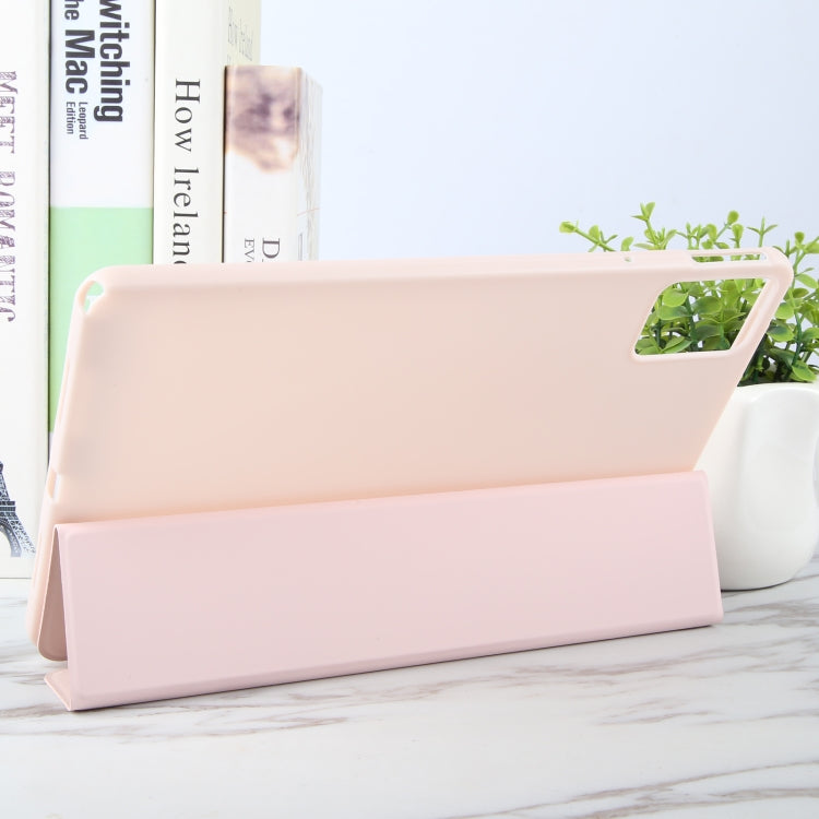 For Lenovo Tab M11/ Xiaoxin Pad 11 2024 Tri-fold Silicone Leather Tablet Case(Pink) by buy2fix