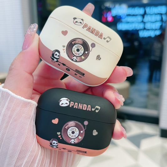 For AirPods 3 Panda Records Pattern Earbuds Box Frosted TPU Case(White) by buy2fix