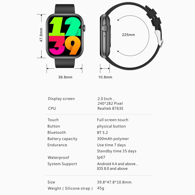 QX7 Pro 2.0 inch BT5.2 Smart Sport Watch, Support Bluetooth Call / Sleep / Blood Sugar / Blood Oxygen / Temperature / Heart Rate / Blood Pressure Health Monitor(Pink) by buy2fix