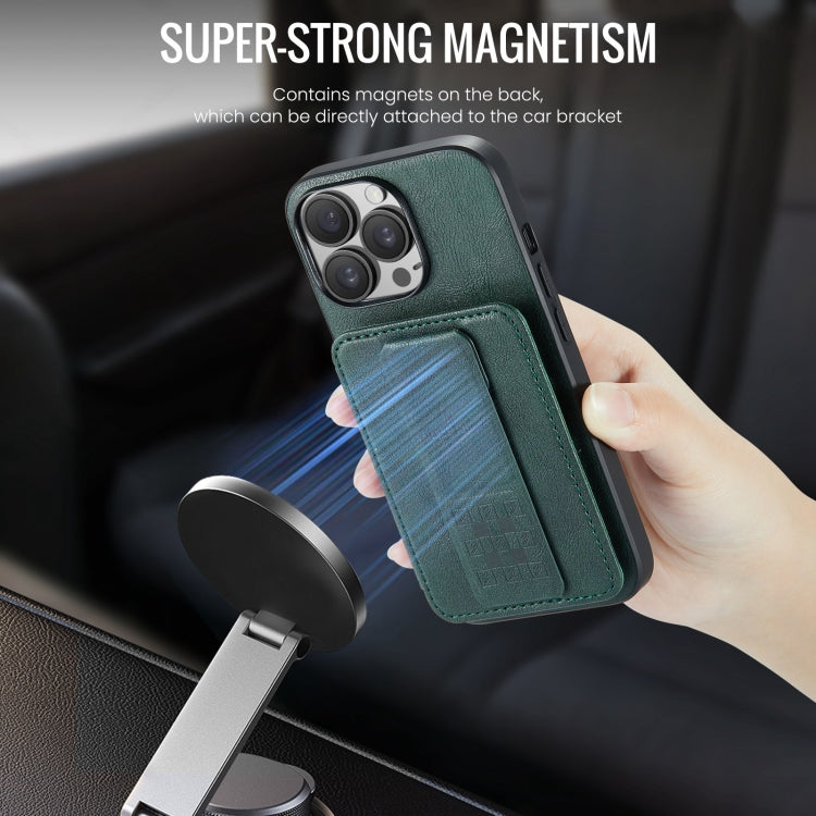 For iPhone 14 Pro Fierre Shann Oil Wax Cow Leather Card Holder Back Phone Case(Green) - iPhone 14 Pro Cases by FIERRE SHANN | Online Shopping UK | buy2fix