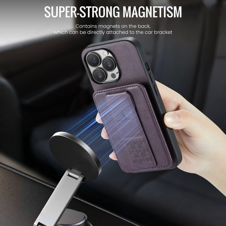 For iPhone 14 Pro Max Fierre Shann Oil Wax Cow Leather Card Holder Back Phone Case(Purple) - iPhone 14 Pro Max Cases by FIERRE SHANN | Online Shopping UK | buy2fix