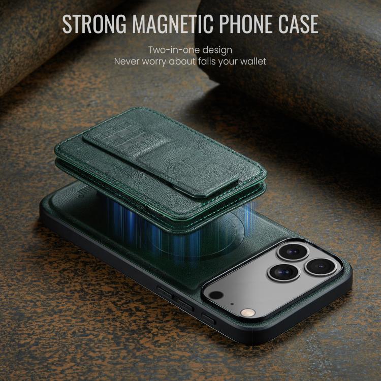 For iPhone 17 Pro Max Fierre Shann Oil Wax Cow Leather Card Holder Back Phone Case(Green) - iPhone 17 Pro Max Cases by FIERRE SHANN | Online Shopping UK | buy2fix