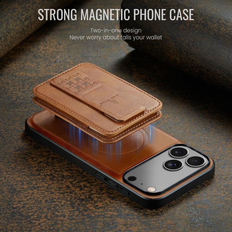 For iPhone 17 Pro Fierre Shann Oil Wax Cow Leather Card Holder Back Phone Case(Brown) - iPhone 17 Pro Cases by FIERRE SHANN | Online Shopping UK | buy2fix