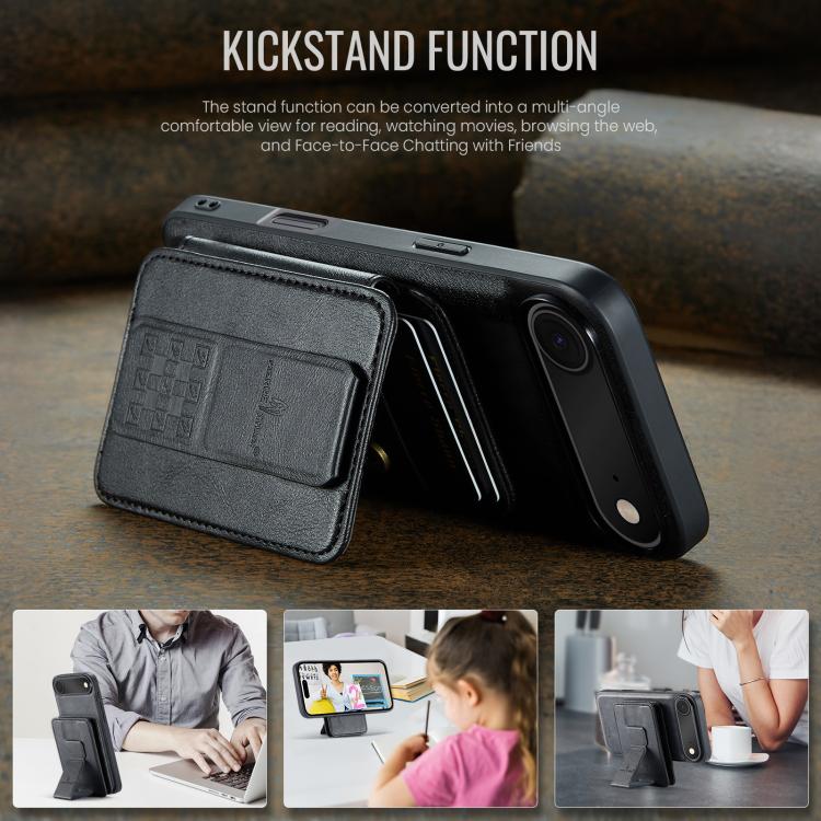 For iPhone 17 Air Fierre Shann Oil Wax Cow Leather Card Holder Back Phone Case(Black) - iPhone 17 Air Cases by FIERRE SHANN | Online Shopping UK | buy2fix