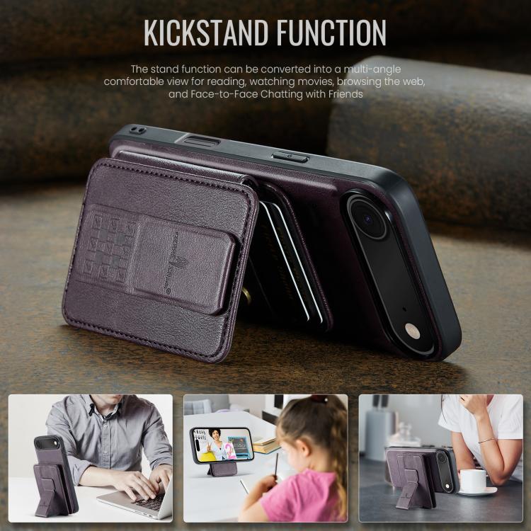 For iPhone Air Fierre Shann Oil Wax Cow Leather Card Holder Back Phone Case(Purple) - iPhone Air Cases by FIERRE SHANN | Online Shopping UK | buy2fix