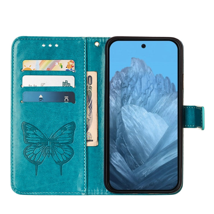 For Google Pixel 9 Embossed Butterfly Leather Phone Case(Blue) by buy2fix