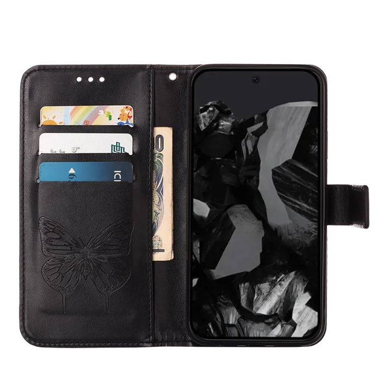 For Google Pixel 9 Pro Embossed Butterfly Leather Phone Case(Black) by buy2fix