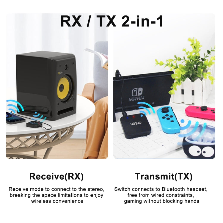 ONTEN OTN-BT102 2 in 1 Wireless Bluetooth Audio Receiving / Transmit Adapter by Onten