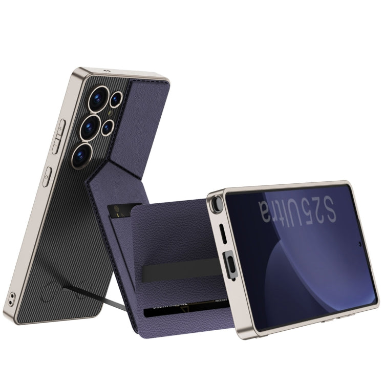 For Samsung Galaxy S25 Ultra 5G GKK Rotor Bracket Recessed Card Bag Full Coverage Phone Case(Carbon Fibre Texture) - Galaxy S25 Ultra 5G Cases by GKK | Online Shopping UK | buy2fix
