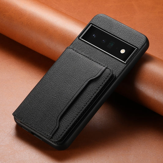 For Google Pixel 6 Pro Calf Texture Card Bag Design Full Coverage Phone Case(Black) by buy2fix