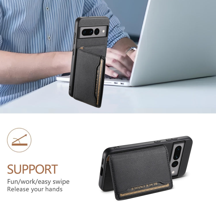 For Google Pixel 7 Pro 5G Calf Texture Card Bag Design Full Coverage Phone Case(Black) by buy2fix