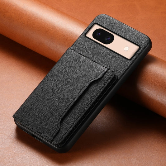 For Google Pixel 8a Calf Texture Card Bag Design Full Coverage Phone Case(Black) by buy2fix