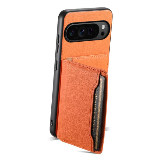 For Google Pixel 10 Pro / 10 Calf Texture Card Bag Design Full Coverage Phone Case(Orange) - Google Cases by buy2fix | Online Shopping UK | buy2fix