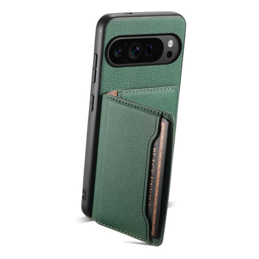 For Google Pixel 10 Pro / 10 Calf Texture Card Bag Design Full Coverage Phone Case(Green) - Google Cases by buy2fix | Online Shopping UK | buy2fix