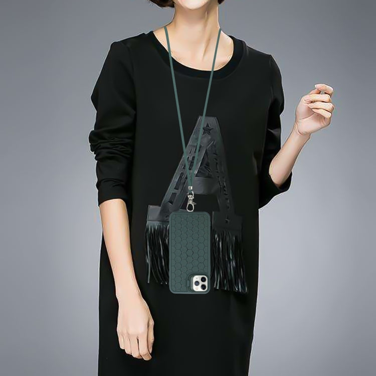 For iPhone 16 Pro Max Honeycomb Radiating Lens Holder Magsafe Phone Case with Lanyard(Green) by buy2fix