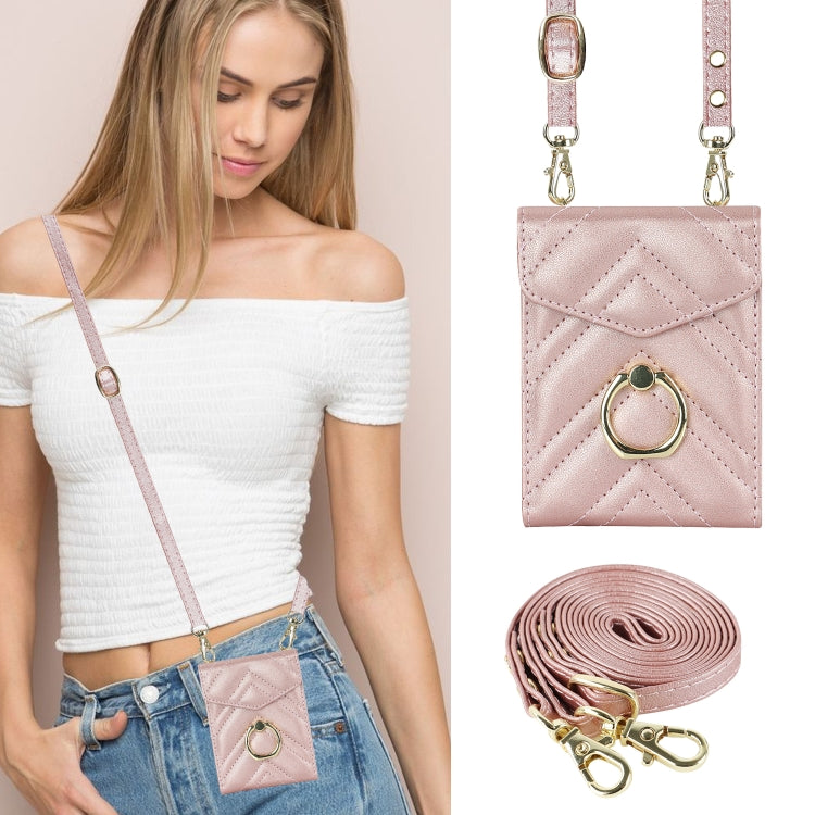 For Motorola Razr 40 Ultra / Razr 2023 V-shaped RFID Card Slot Phone Case with Ring Holder(Rose Gold) by buy2fix