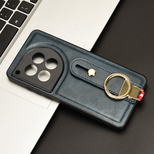 For OnePlus 12 Wristband Leather Back Phone Case(Blue) by buy2fix