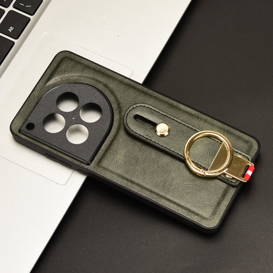 For OnePlus 12 Wristband Leather Back Phone Case(Green) by buy2fix